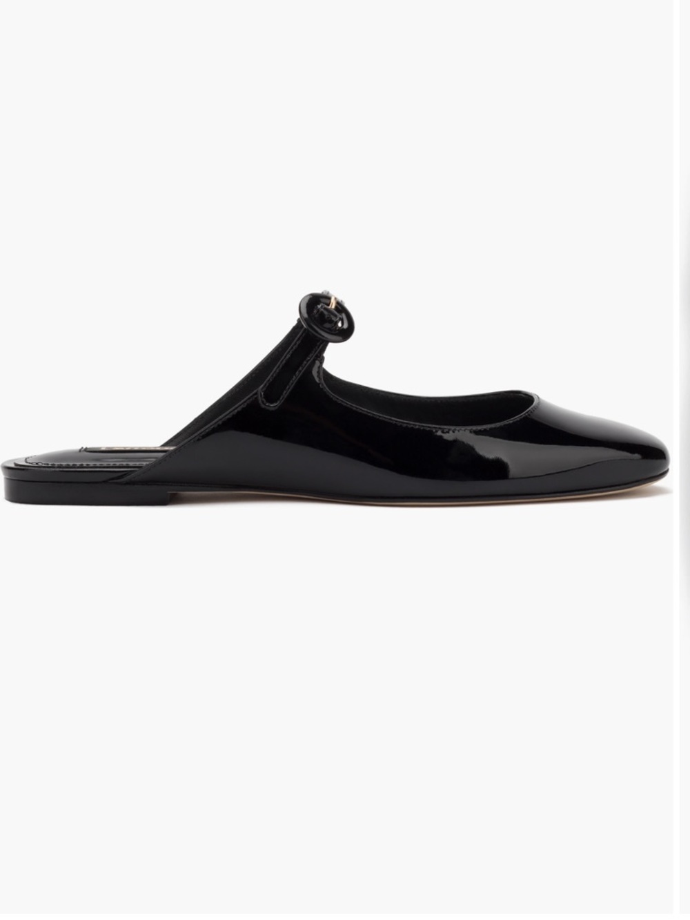 Larroudé Blair Black Patent Leather Slip-On Mary Jane Mule Ballet Flat